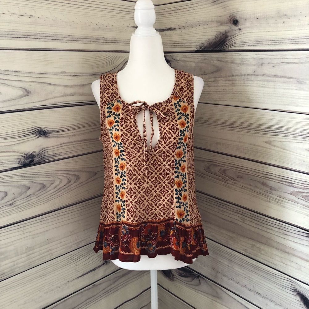 Patrons of Peace Burgundy Patterned Tank